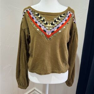 Free People “Hand Me Down” Embroidered Top